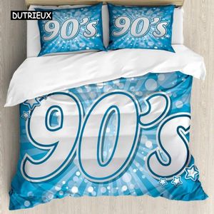 Sängkläder sätter 90 -talets täcke omslag 90 -talsbrev och stjärnor på randig bakgrund med cirklar party firande tema king size tvilling