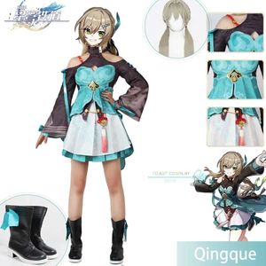 Anime Costumes Qingque Honkai Cosplay Honkai Star Rail Qingque Cosplay Come Dress Wig Shoes Full Set Hallown Party Outfits Game Cos Y240422