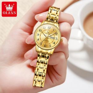 Wristwatches Fashion Business Golden Ladies Watches Luxury Digital Scale Date Week 30m Water Resistance Luminous Quartz Wrist Watch For