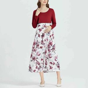 Maternity Dresses Summer Pregnant Womens Dress Short sleeved V-neck Printed Long Care Fashion Leisure Flower 2022 WX5.267D0R