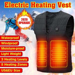 Men's plus size Outerwear Coats Vests Autumn Outdoor USB 5 Places Infrared Heating Vest Jacket Winter Flexible Electric Thermal Cl 261D