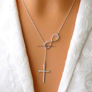 2024C124 necklaces sell well simple lucky number 8 character cross short necklace jewelry