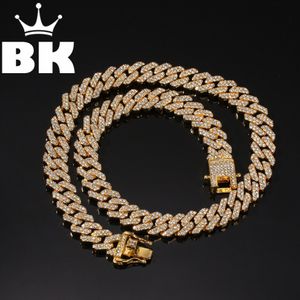 Ny färg 12mm 2 linjer kubanska länkkedjor halsband mode hiphop smycken strass isär ut halsband för män t200824 202y