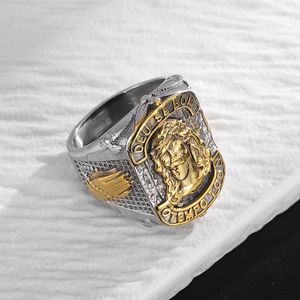 Hip Hop Casting Ring Stainless Steel Religious Faith FE Letters Prayer Mens Ring