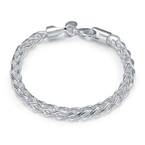 Torsionsmässigt armband sterling silverpläterat armband; Nya ankomst mode män och kvinnor 925 silverarmband SPB070 284M