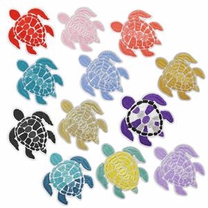 Симпатичный железо на пятнах красочный морской черепах вышитый знак аппликации шин на патч Diy Декотация одежда для футболки шляп