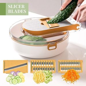 14 in 1 Vegetable Cutting Multifunctional Stainless Steel Chopper Potato Manually Cut Shred Slicer Grater Kitchenware 240527