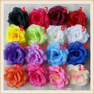 100st 8cm Silk Rose Flower Heads 16 färger för bröllopsfest Dekorativ konstgjord simulering Silk Peony Camellia Rose Flower 273f