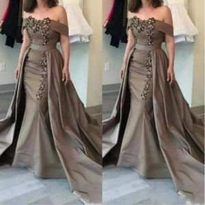 2020 Detachable Mother Of The Bride Dresses Off-Shoulder Sashes Sequins And Appliques Mermaid Mother Gowns Formal Evening Dress 2762