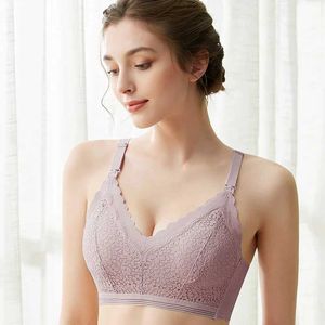 Maternity Intimates Womens open seamless wireless nursing underwear four rows of hooks comfortable and breathable maternity bra d240527