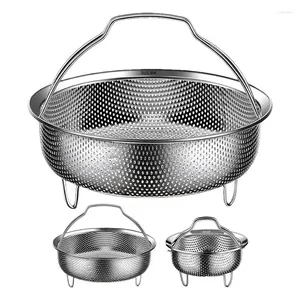 Double Boilers Metal Steamer Basket Aço inoxidável alimentos com alça e arruela de arroz da perna da perna panela de pressão