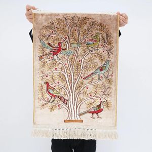 Gobeliny 37x52cm 300L ręczniekodzony jedwabny dywan Tree of Life Luksus Tapestry (LH692A)
