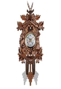 Relógio de parede decorativo de pássaro vintage Relógio pendurado Cuco do relógio de madeira Pendulum c Relógio de arte artesanal para novo House6349303