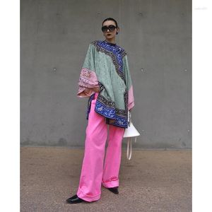 Kvinnors tvåbitar byxor av hög kvalitet lyxig design gammal pengar stil vår sommar kinesisk kostym courtrock robe topp rosa cheongsam