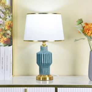Tischlampen moderne Keramiklampe für Schlafzimmer Wohnzimmer Lern ​​Wohnkultur Blau Nacht Nacht Beleuchtung