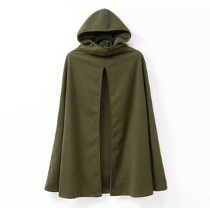 Fashion Hooded Cape Coat Poncho Jacket Women Autumn Winter Outerwear Coat Loose Amry Green Color Casacos Femininos8090417