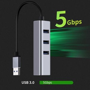 USB 3.0 Gigabit Ethernet LAN RJ45 1000Mbps Ağ Adaptörü 4 Port Hub Kablolu Harici Yüksek Hızlı Alüminyum Alaşım PC Mac Pencereleri