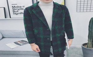 Cały mężczyzna długi wełniany płaszcz Zima Plaid Gruba długa kurtka Masowa moda swobodna przestrzeń od rozmiarów M5XL1430480