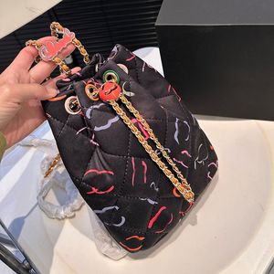 Colorful Letters Printed Women Designer Mini Backpack Bag Metal Nameplate Decoration Adjustable Ball Buckle Matelasse Chain Leather Shoulder Handbag 22x17cm