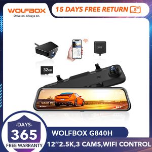 Wolfbox Wi -Fi Behtview Dash Cam G840H 12 -дюймовый передний и задний WiFi Dashcam WDR 2K 140FOV Wolfbox Wifi Car DVR Super Night Vision