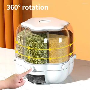 Storage Bottles Household Moisture-proof And Insect-proof Grains Press Metering Rice Cylinder Multi-function Rotating Bucket