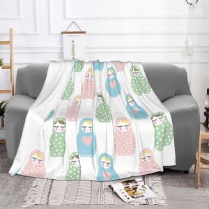Одеяла Matryoshka русская кукольная образец коралловый флисовый плюшевый текстильный декор аниме -клод мягкий бросок одеяло одеяло диван офис