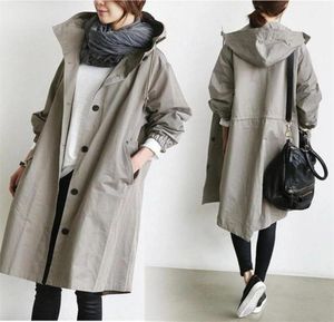 Women039s Trench Coats Long Female Autumn Sleeve Top Solid Pocket Casual Women Clothing Loose England Style Jacke 2209053223522