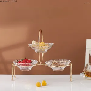 Placas Placas Europeias Bolo de vidro sofisticado suporte criativo portátil Snack Plate Housed Tea Table Sobessert Candy Nut Fruit