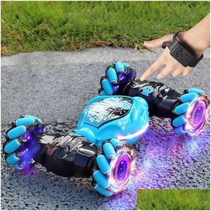 Electric/Rc Car Electricrc Rc With Led Light Remote Control Watch Hand Gestures 360° Rotating Climbing Drift Electronic Adts Kid Toys Otyh3