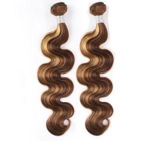 P4/27 Piano Color Peruansk Malaysian Human Hair Double Wefts Hair Extensions Body Wave 10-32 tum 2 Bunds NNWRF