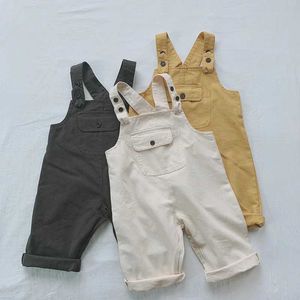 Overaller Rompers Lace Top Autumn New Baby ärmlös Jumpsuit för pojkar och flickor Solid Casual Pants Cotton Loose L WX5.2673XX
