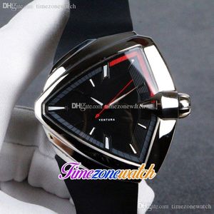 Новый A2824 Automatic Mens Watch Steel Case Красный белый руки серый красный черный циферблат черный резиновый ремешок TimezoneWatch Twhm E14b1 273d