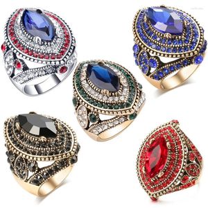 Clusterringe Edelstahl Naturstein Rosa grüner türkis hyperbolischer Ring Frauen böhmisch stilvoller verstellbarer großer Schmuck für Geschenk