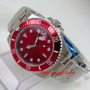 40mm men's watch red Sterile dial Luminous sapphire glass Miyota 8215 Automatic movement wrist watch men 181 245V