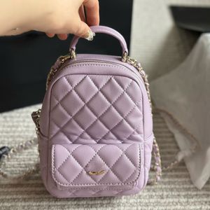 24c Mini Mini Mochila Caviar Bola Couro Diamante Hardware de ouro metal CC Bola de luxo de fivela de luxo Matelasse Chain Bolsa Bolsa de maquiagem Bolsa de maquiagem Bolsa de 18 cm