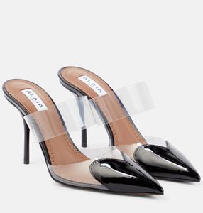 المصمم الصيفي Le Coeur Sandals أحذية PVC البغال الجلدية البغال من القلب المدببة إصبع القدم Slingback سيدة الأنيقة المشي EU35-42