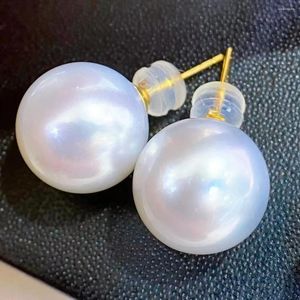 Studörhängen Elegant Natural 11-12mm Sea äkta vit runda pärlörhängen för kvinnor