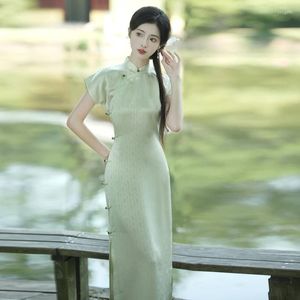 Festklänningar huai tung grön alla klassisk avancerad cheongsam klänning