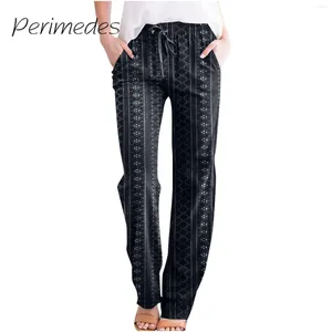 Women's Pants Pantalones For Ladies Casual Daily Summer Trousers Draw String Solid Color Loose Straight With Pockets Soft
