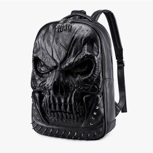 Neue 3D -geprägte Schädel -Rucksack -Taschen für Männer einzigartige Originalität Mann Bag Rivet Persönlichkeit cooler Rock -Laptop Schoolbag für Teenager Handb 248V