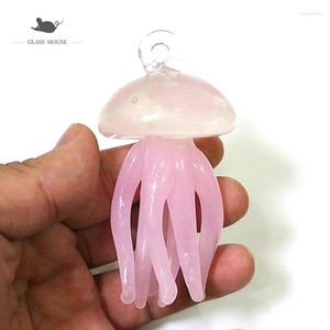 Dekoracyjne figurki różowe meduza wisior szklany morze zwierzęce miniaturowe kreatywne urocze wiszące życie morskie ozdoby akwarium kawaii dekoracje