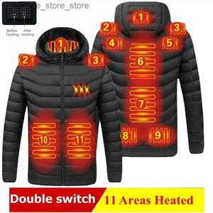 Men's Down Parkas Men Winter Warm USB Heating Jackets Smart Thermostat Pure Color Hooded Heated Clothing Waterproof Warm Jackets Q240527