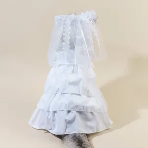 Собачья одежда для любимой одежды белое свадебное платье для собак одежда кошка маленькая милая тонкая летняя принцесса Кружевая девочка Чихуахуа 2024