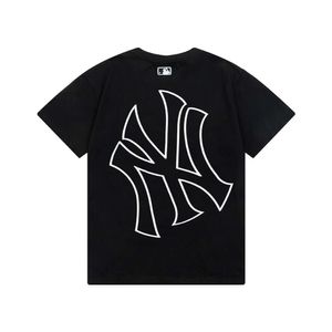 Trendiga varumärkesfjäder/Summer NY ihålig utskrift broderad kortärmad casual t-shirt för män kvinnor i samma stil, trendig och lös passform