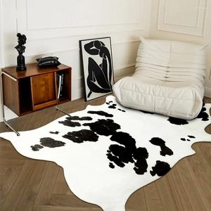 カーペットビッグサイズ天然形状の牛革フェイクファーエリアラグ装飾人工床マット黒と白のリビングルームカーペット