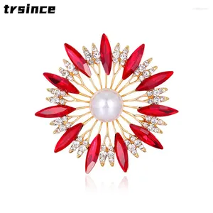 Spille di girasole vintage girasole Rhinestone Pearl Boglizia Donne Eleganti Accessori per abbigliamento per corde creativo per spina