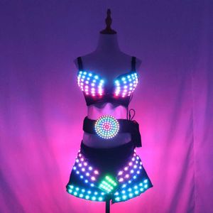 LED Rave Toy Full Color LED Luminous Party Kleid sexy Mädchen LED Luminous Clothing mit LED Dance Hall Dance Set DJ DS BRA SET D240527