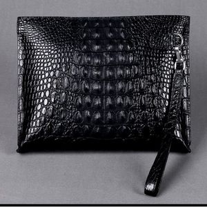 Men clutch bags genuine crocodile leather soft sturdy Men small business Clutch bags 29cm wide super large volume 248i