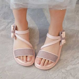 Sandały Summer Girl New Princess Sweet Bow Shoes Student Non Slip Beach Rozmiar D240527