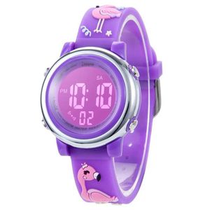 Orologi per bambini per bambini Orologi sportivi digitali per ragazze Timer a LED impermeabile con 7 colori Backlight 3D Cartoon Silicone Band Owatch da polso per bambini Y240527